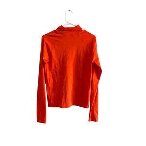 Fabletics Athletic Top Womens L Orange Long Sleeve Mock Neck Stretch